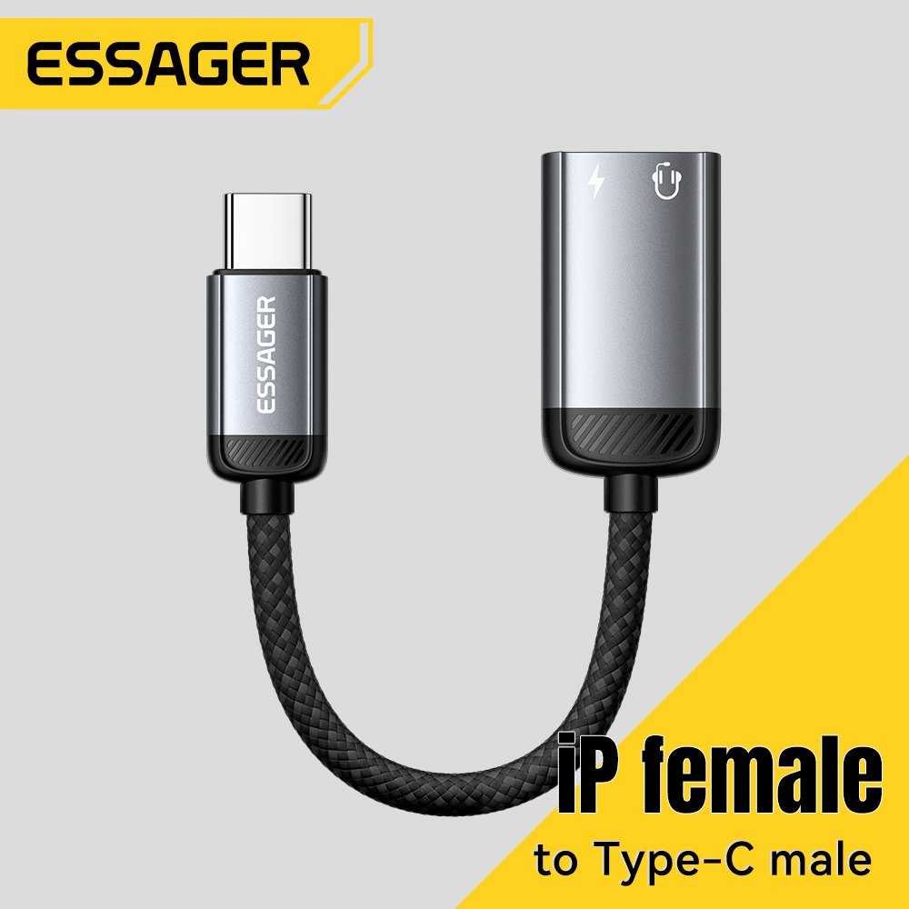 Wired Earphone Lightning - Essager ประเภท C อะแดปเตอร์เสียงสายหูฟัง Type-C หญิง