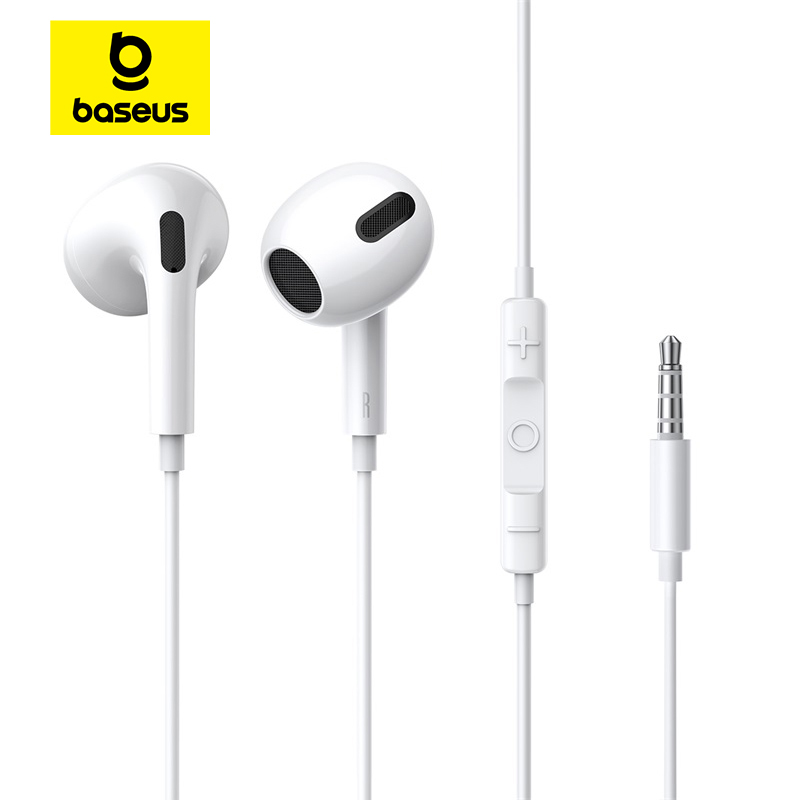 Wired Earphone Lightning - Baseus H17 3.5 มม.หูฟังพร้อมไมโครโฟนควบคุมสายหูฟังชนิดใส่ในหูสําหรับเพลงกีฬาIn Ear Monitorหูฟังชุดหูฟัง