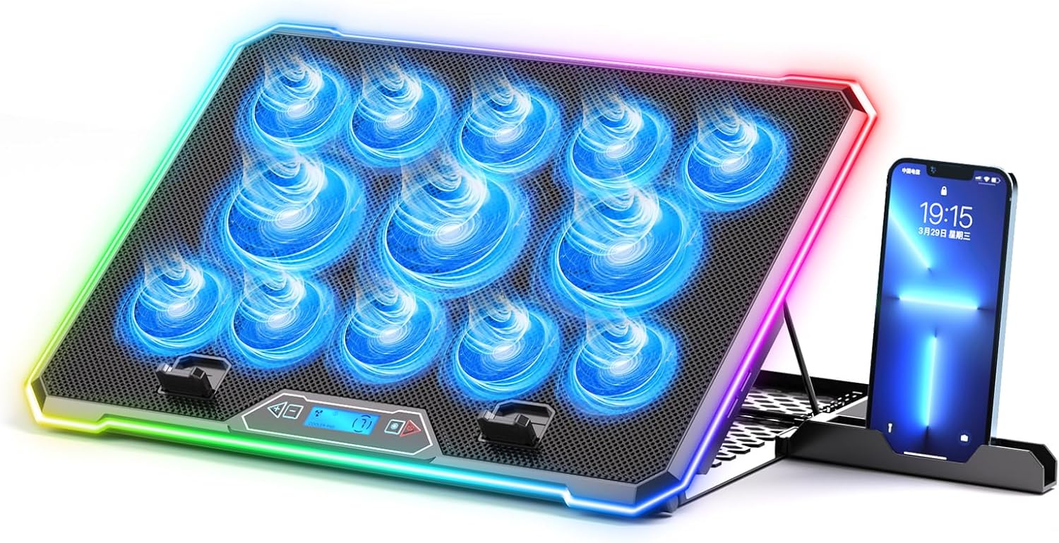 Cooling Stand Tablet - แผ่นระบายความร้อนแล็ปท็อปแผ่นระบายความร้อนสำหรับเล่นเกมแล็ปท็อปขาตั้งพัดลมระบายความร้อน13เสียงเงียบสำหรับแล็ปท็อปขนาด15.6-17.3นิ้ว