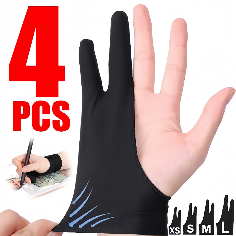 Drawing Glove Artist - อะคริลิคไฟเบอร์ Anti-touch ถุงมือวาดภาพสองนิ้วมือภาพวาดถุงมือสีดําสําหรับบอร์ดดิจิตอลหน้าจอสัมผัสอุปกรณ์ศิลปะสํานักงาน