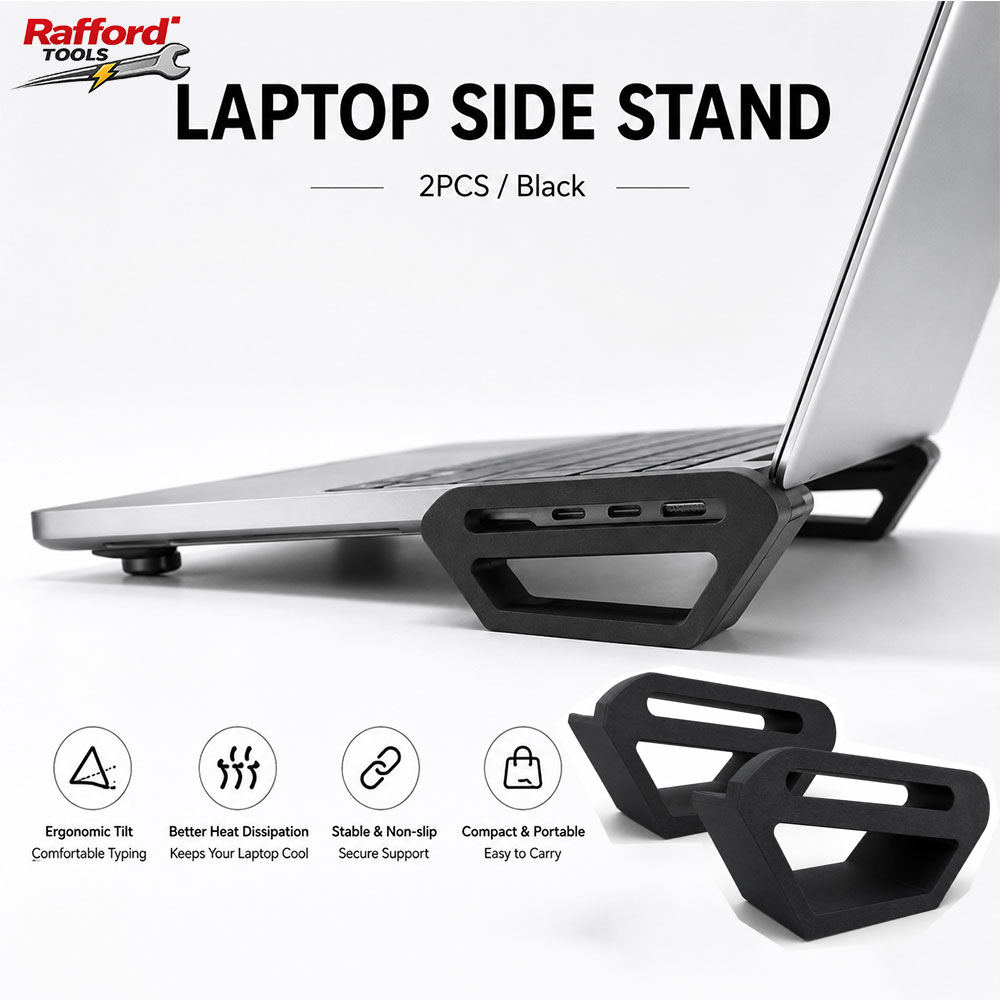 Tablet Lap Desk - ขาตั้งแล็ปท็อป Rafford, แท่นวางโน้ตบุ๊กแบบพกพาตามหลักสรีรศาสตร์, ป้องกันการลื่นไถลสำหรับโต๊ะทำงาน, รองรับการระบายความร้อนสำหรับ MacBook